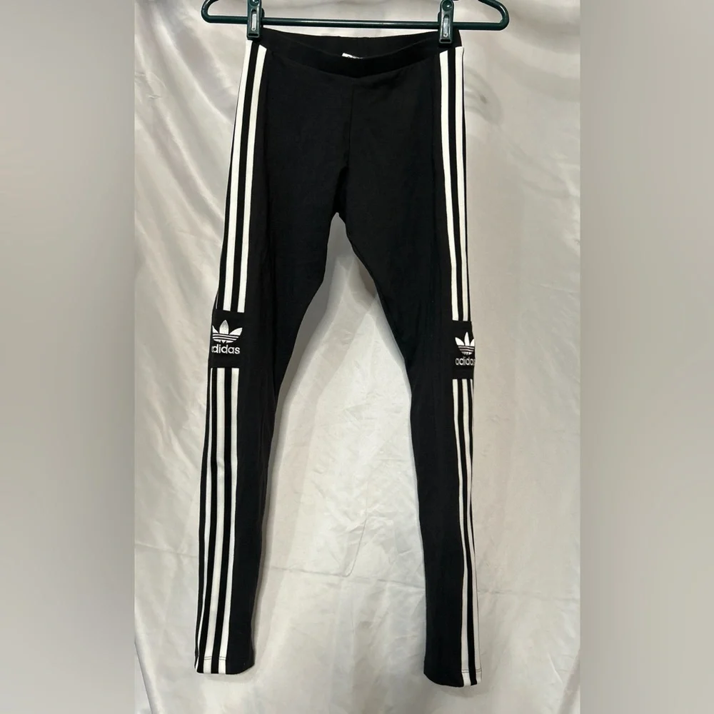 Adidas Originals Trefoil 3-Stripe Leggings Black White XS NWT - Picture 3 of 10